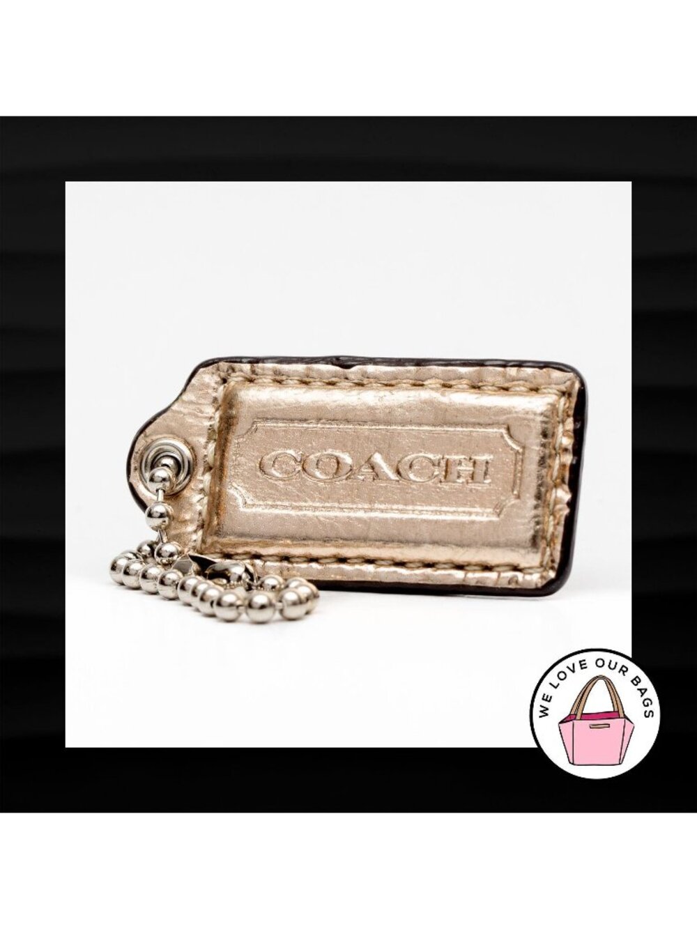 2" COACH GOLD METALLIC LEATHER KEY FOB HANGTAG